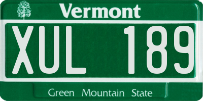 VT license plate XUL189