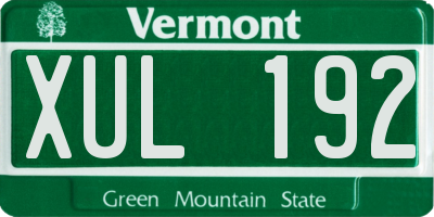 VT license plate XUL192
