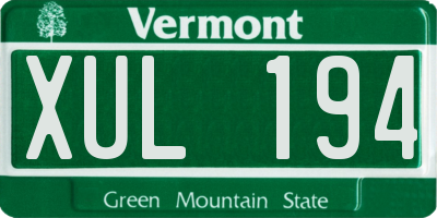 VT license plate XUL194