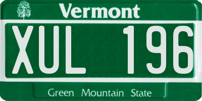 VT license plate XUL196