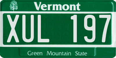 VT license plate XUL197