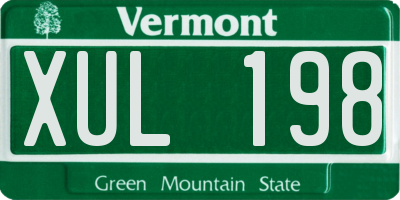 VT license plate XUL198