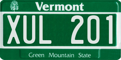 VT license plate XUL201