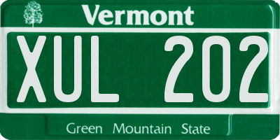 VT license plate XUL202