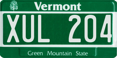 VT license plate XUL204
