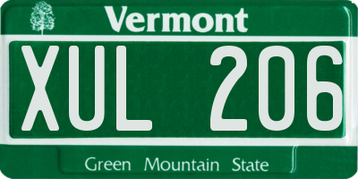 VT license plate XUL206