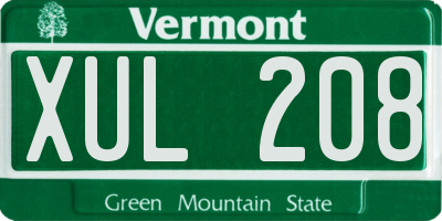 VT license plate XUL208