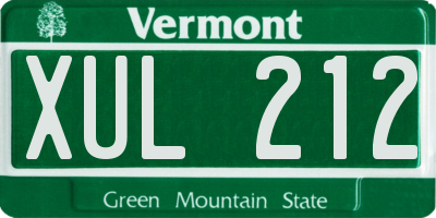 VT license plate XUL212