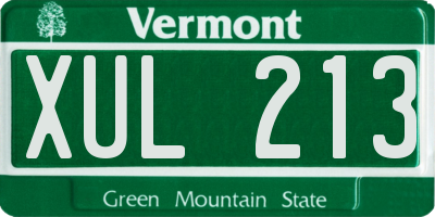 VT license plate XUL213