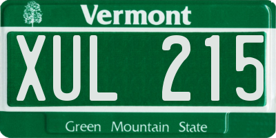 VT license plate XUL215