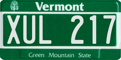 VT license plate XUL217