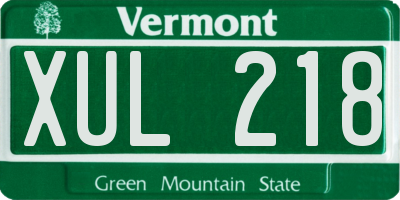 VT license plate XUL218