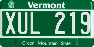 VT license plate XUL219