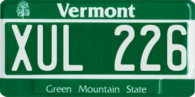 VT license plate XUL226