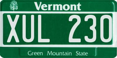 VT license plate XUL230