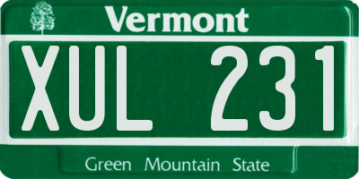 VT license plate XUL231