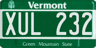 VT license plate XUL232