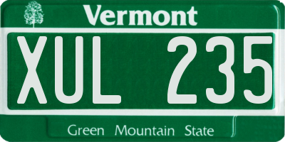 VT license plate XUL235