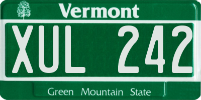 VT license plate XUL242
