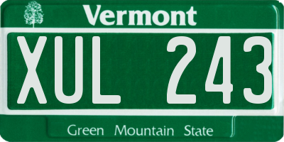 VT license plate XUL243