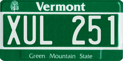 VT license plate XUL251
