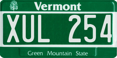 VT license plate XUL254