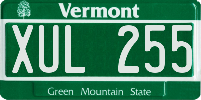 VT license plate XUL255