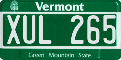 VT license plate XUL265