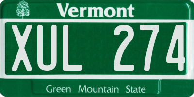 VT license plate XUL274