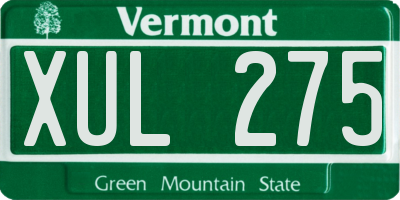 VT license plate XUL275