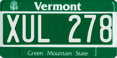 VT license plate XUL278
