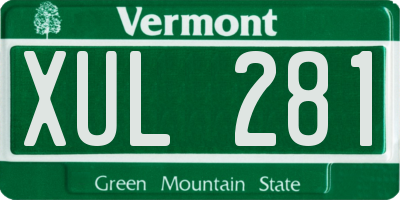 VT license plate XUL281
