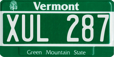 VT license plate XUL287