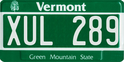 VT license plate XUL289