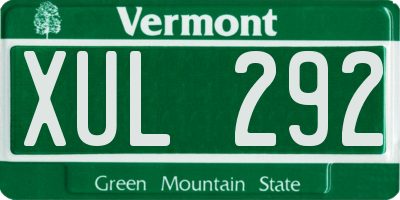VT license plate XUL292
