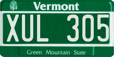 VT license plate XUL305