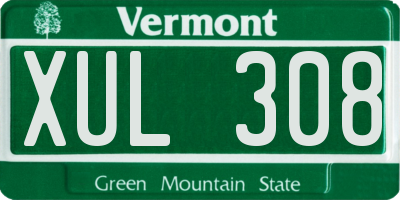 VT license plate XUL308