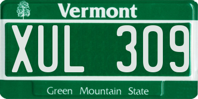 VT license plate XUL309