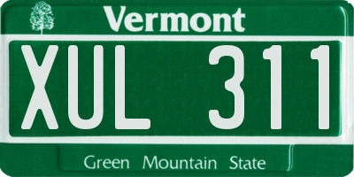 VT license plate XUL311