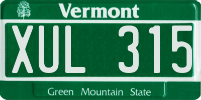 VT license plate XUL315