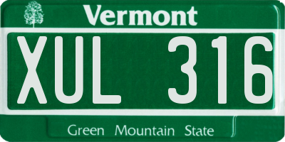 VT license plate XUL316