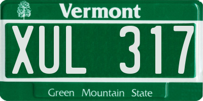 VT license plate XUL317