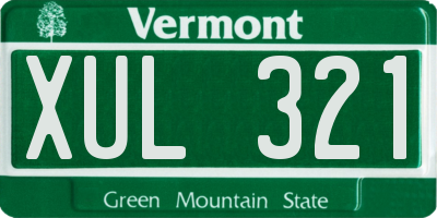 VT license plate XUL321