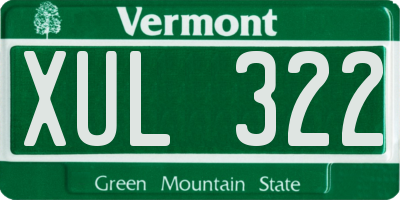 VT license plate XUL322