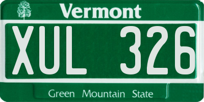 VT license plate XUL326