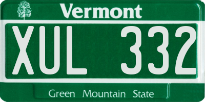 VT license plate XUL332
