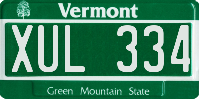 VT license plate XUL334