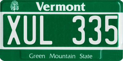 VT license plate XUL335