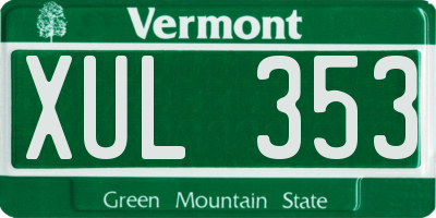 VT license plate XUL353