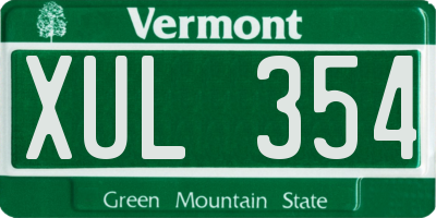 VT license plate XUL354